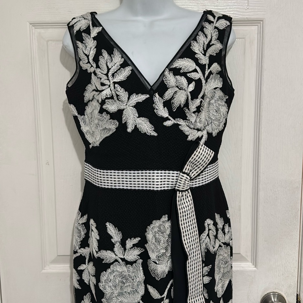 Vintage Specially customized social dresses Black and White Silver Floral Size M